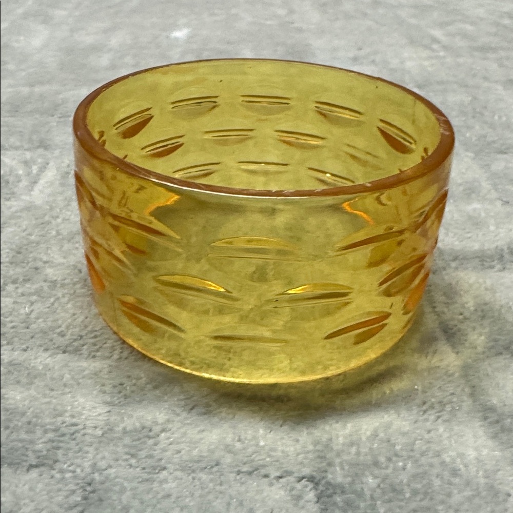 Vintage Plastic Bangle Bracelet, Translucent Yell… - image 2